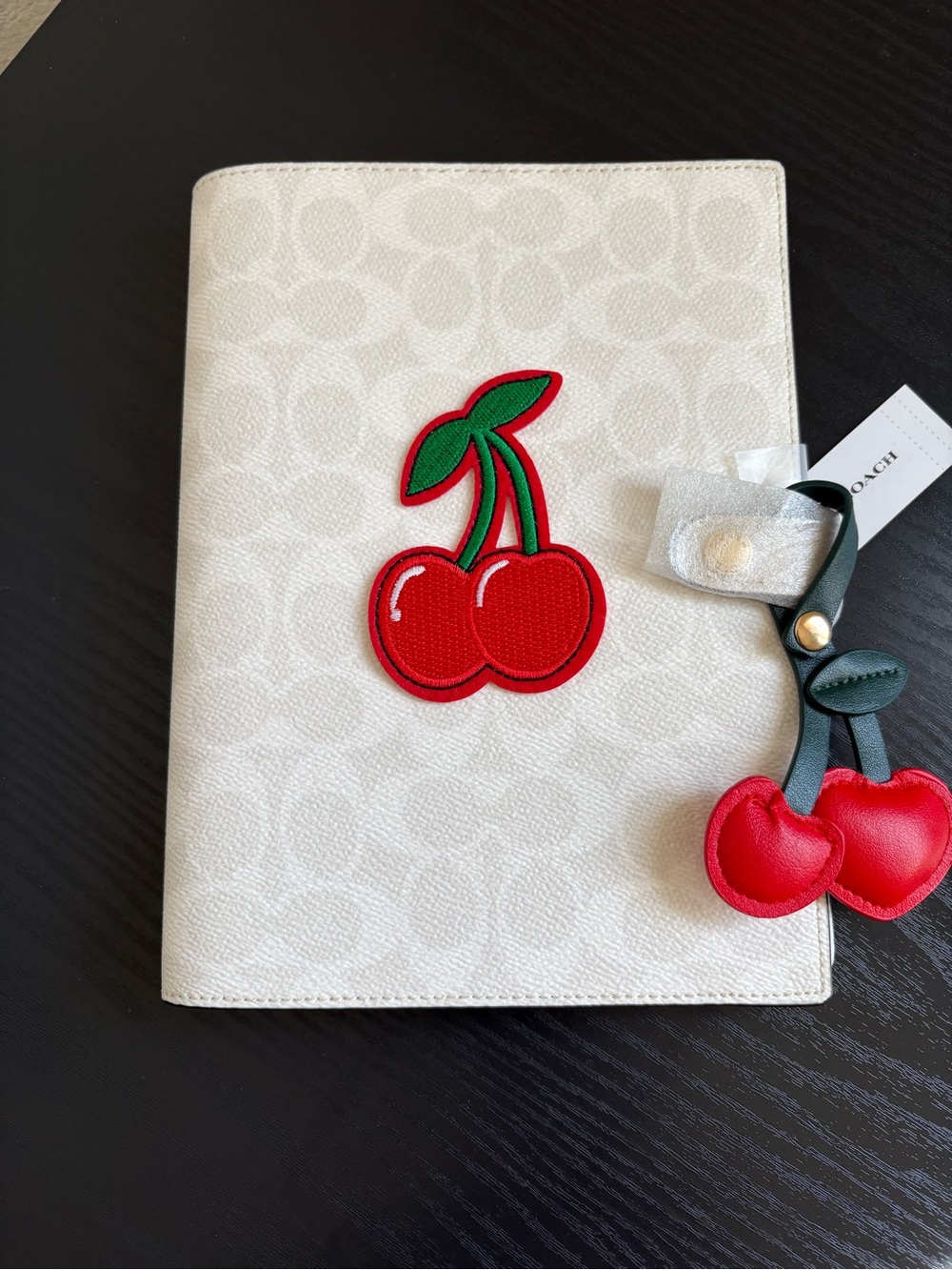 Coach White Cherry-Applique Notebook
